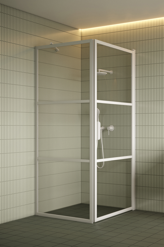 Shower enclosure with a fixed wall and hinged door Bläk 760 Tokyo