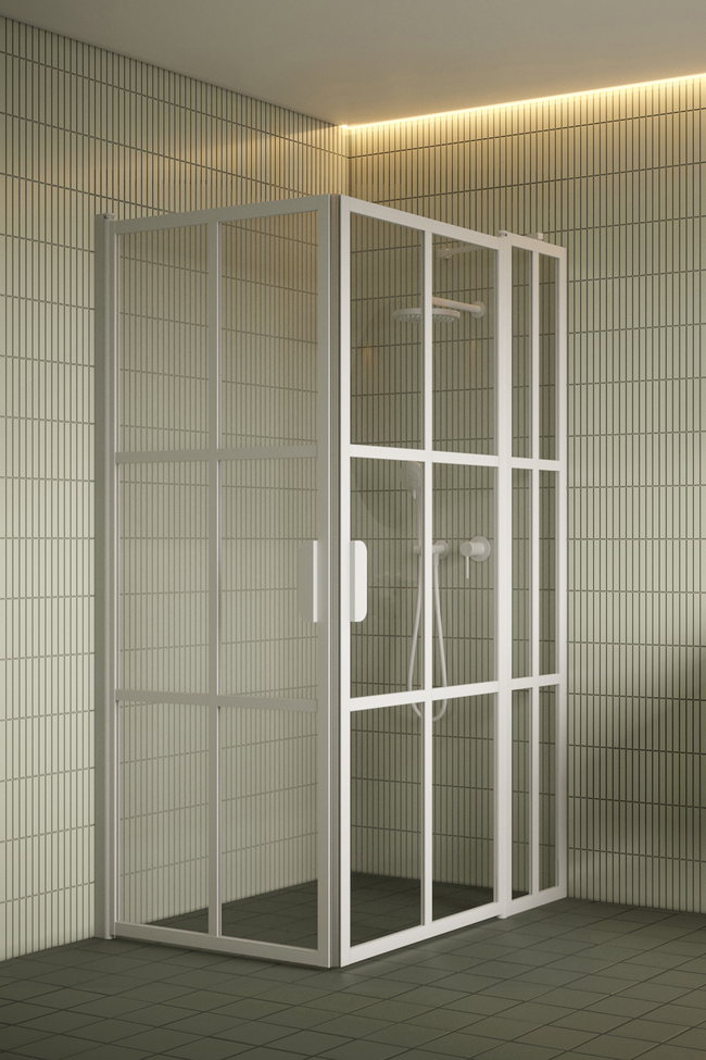 Shower enclosure with hinged doors one of which has a fixed part Bläk 768 Paris