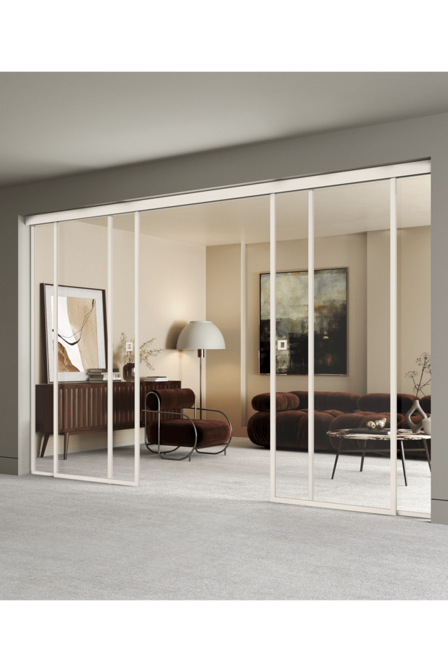 Double sliding doors with soft closing mechanism and 2 fixed walls Inne C4N New York