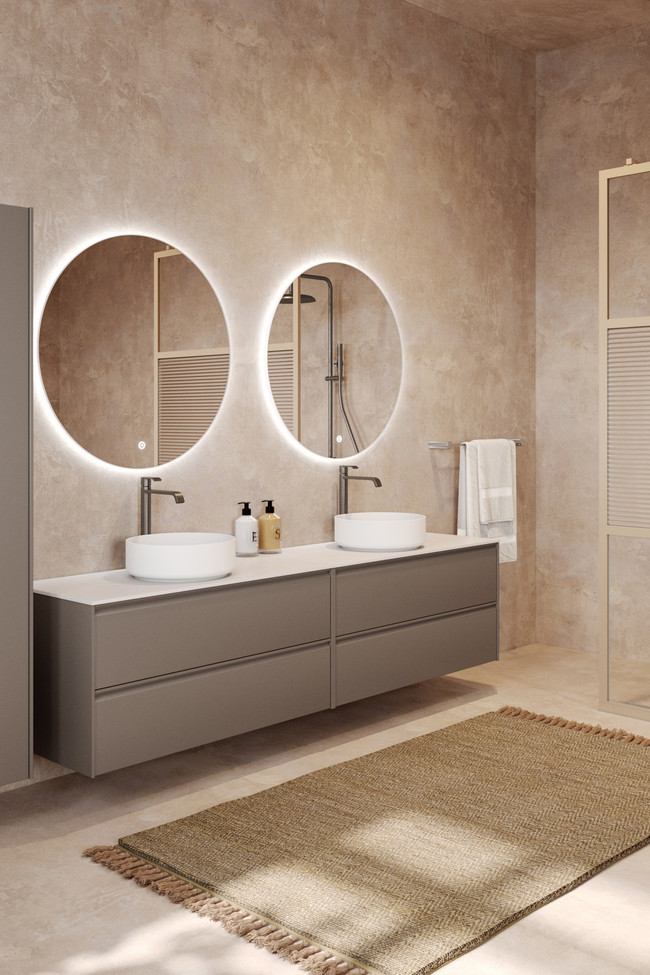 Tupla-allaskaluste kahdella pyöreällä malja-altaalla Luna L11