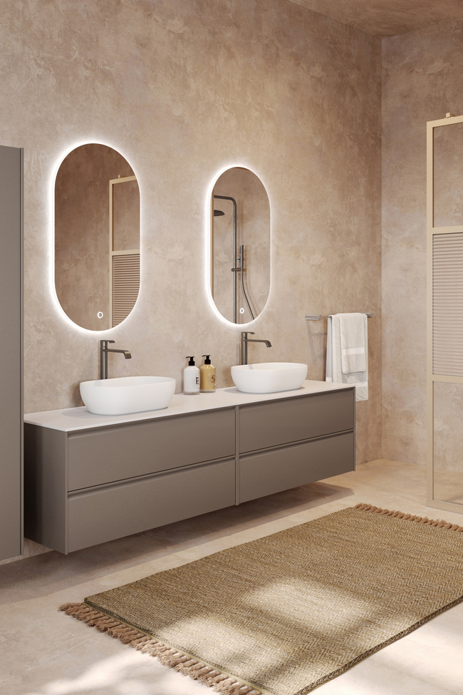 Tupla-allaskaluste kahdella ovaalilla malja-altaalla Luna L15