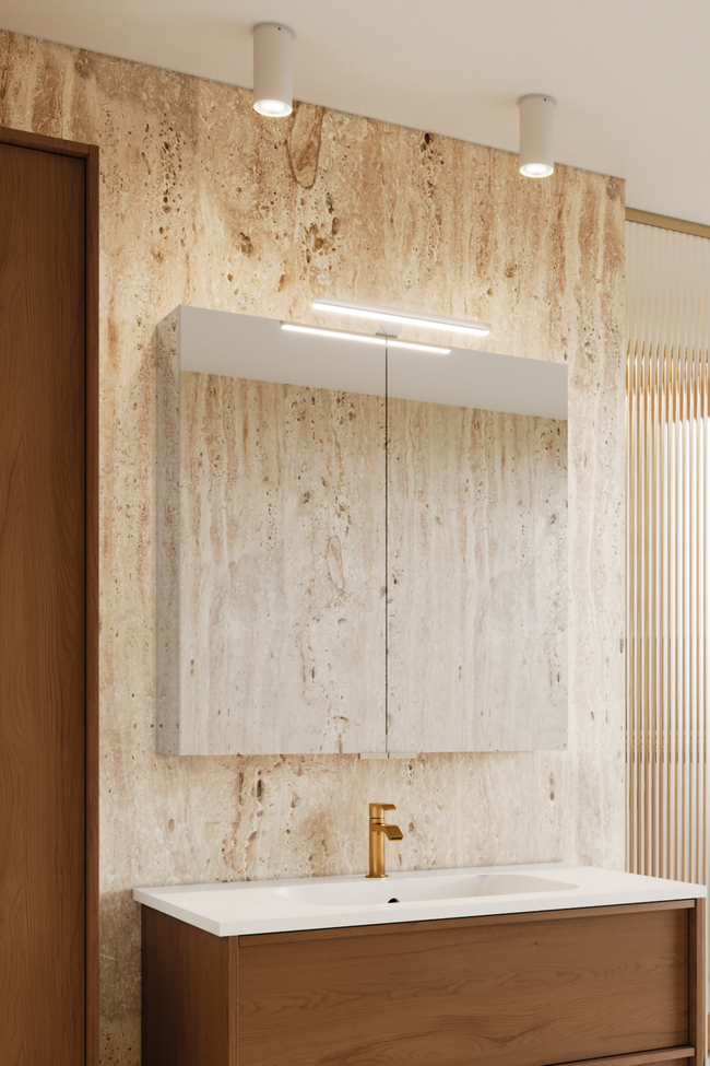 Kaksiovinen peilikaappi ylävalolla Modena Q06