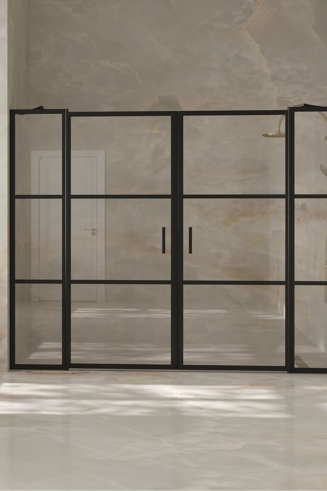 Alcove fitting with a hinged double door with fixed parts Bläk 749 Tokyo