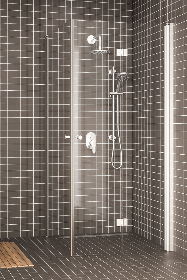 Shower enclosure with a hinged door and a folding door Express 849 (812x813)