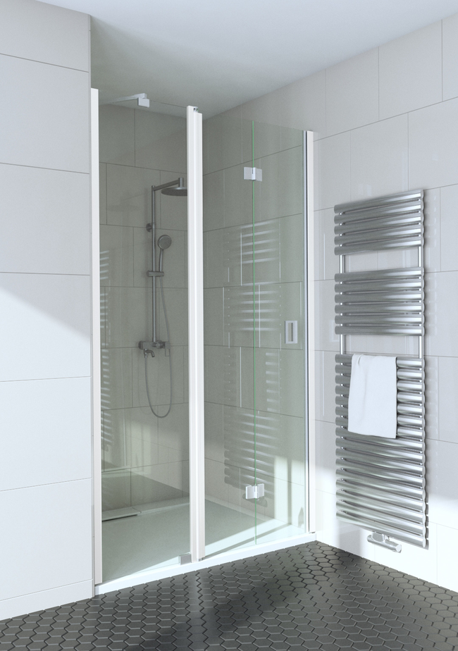 Vikbar duschdörr med fast del och magnetlåsning Fenic 338 (315+319)