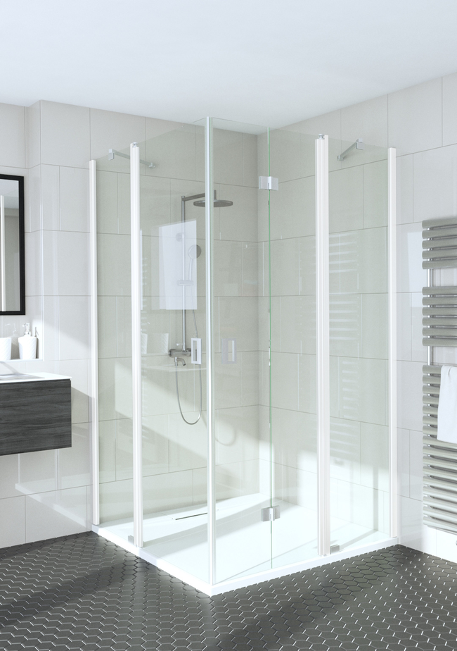 Shower enclosure with a hinged and a folding door with fixed parts Fenic 365 (314x315)