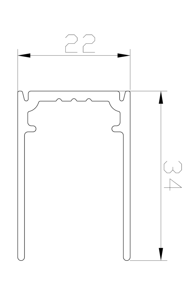 1877mm U-profil för fixerad vägg