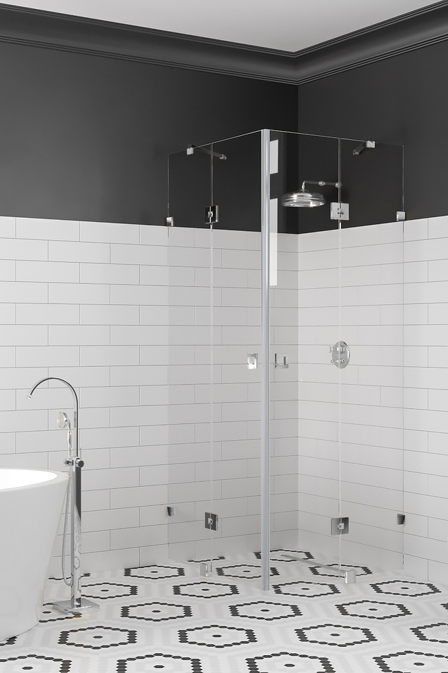 Shower enclosure with hinged doors with fixed parts Vetro 548 (514x514)