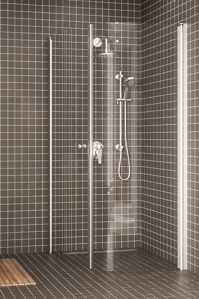 Curved shower enclosure with hinged doors Express 855 (822x822)