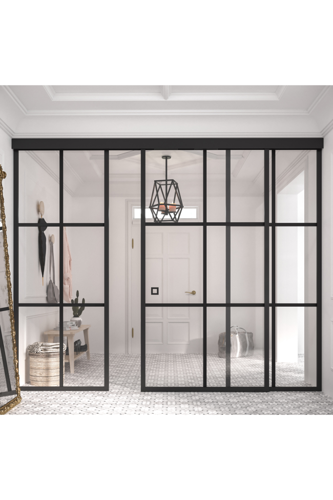 Sliding door with soft closing mechanism and 2 fixed walls Bläk 871 Paris