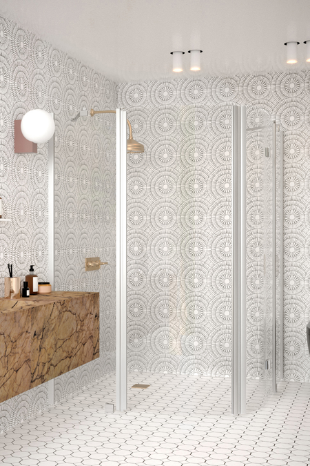 Curved shower enclosure with a hinged and folding door with fixed parts Infinia 277 (224x225)