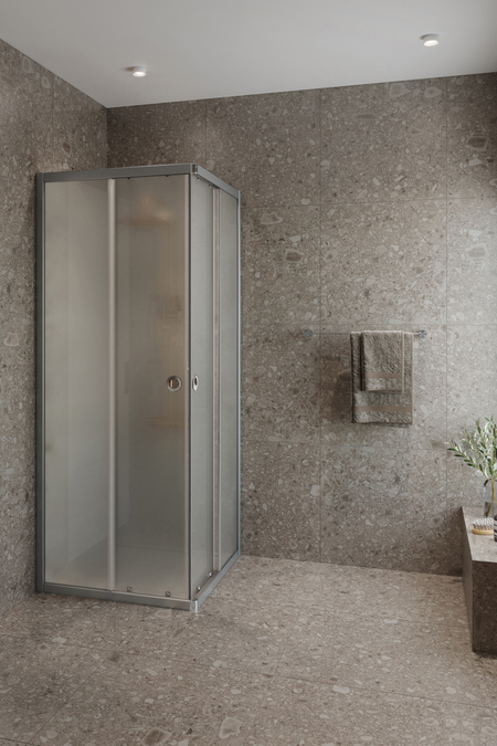 Shower enclosure with fixed walls and sliding doors Glisse 431