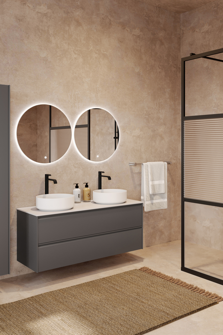 Allaskaluste kahdella pyöreällä malja-altaalla Luna L10