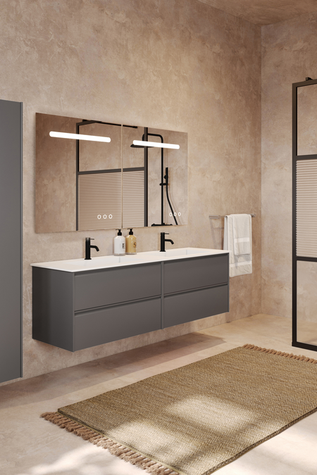 Tupla-allaskaluste Corian kaksoisaltaalla Luna L07