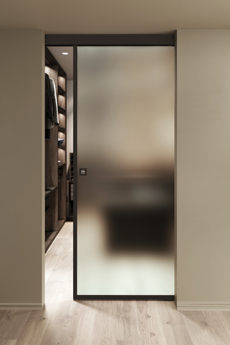 Kattokiinnitteinen liukuovi soft closing -mekanismilla Inne C1N New York