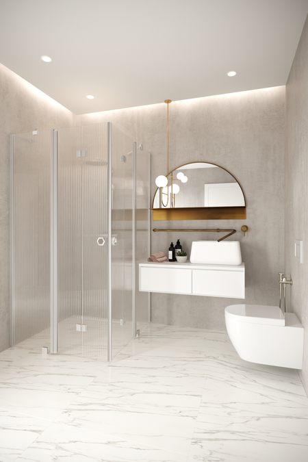 Shower enclosure with folding doors and fixed panels on both sides Forma 381